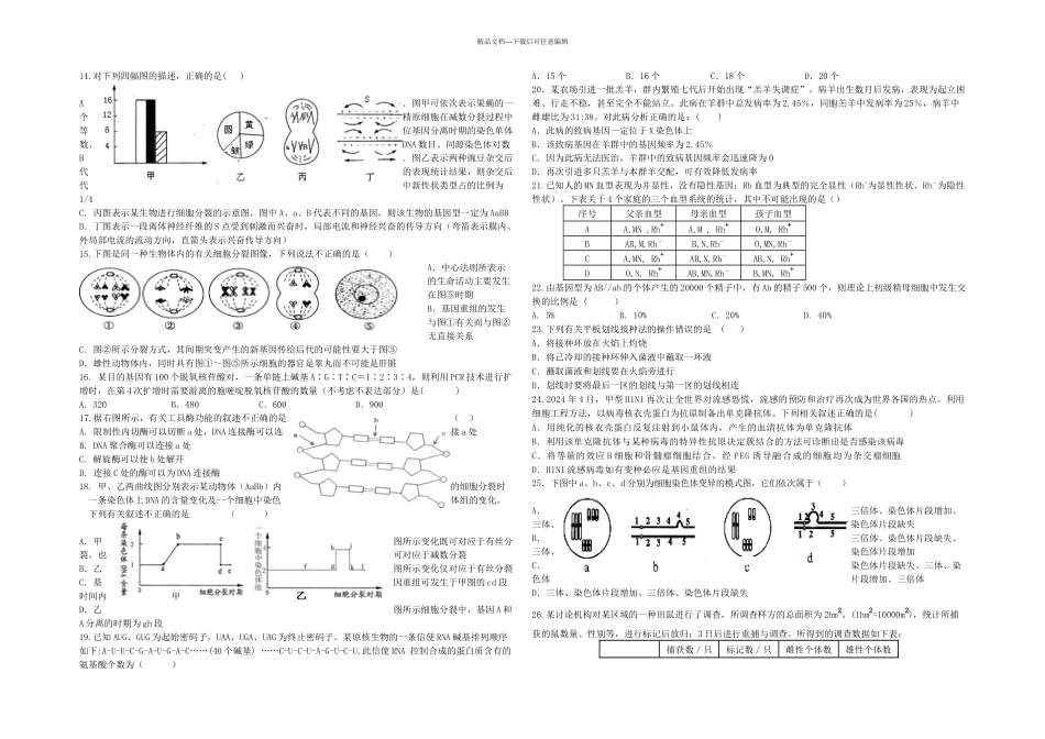 上海普陀区高三生命科学二模试卷_第2页