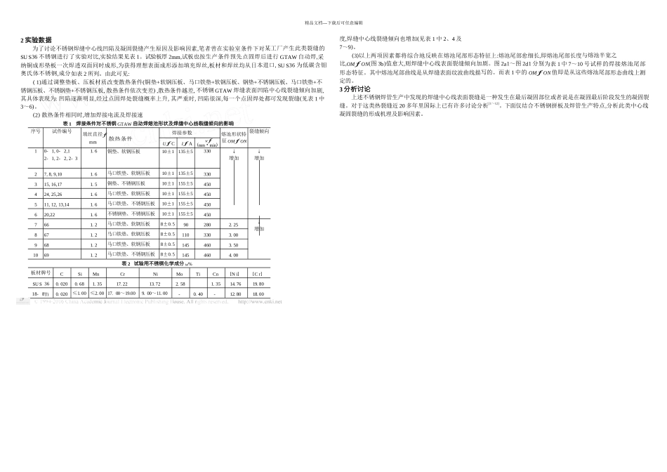 不锈钢焊管焊缝中心线凹陷及凝固裂缝敏感性研究_第2页