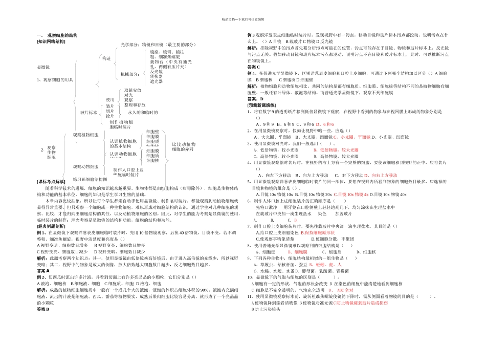 专题生物体的结构层次_第1页