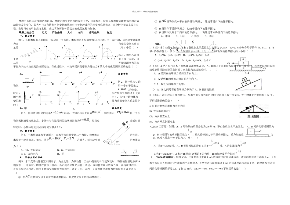 专题摩擦力突变问题探析_第1页