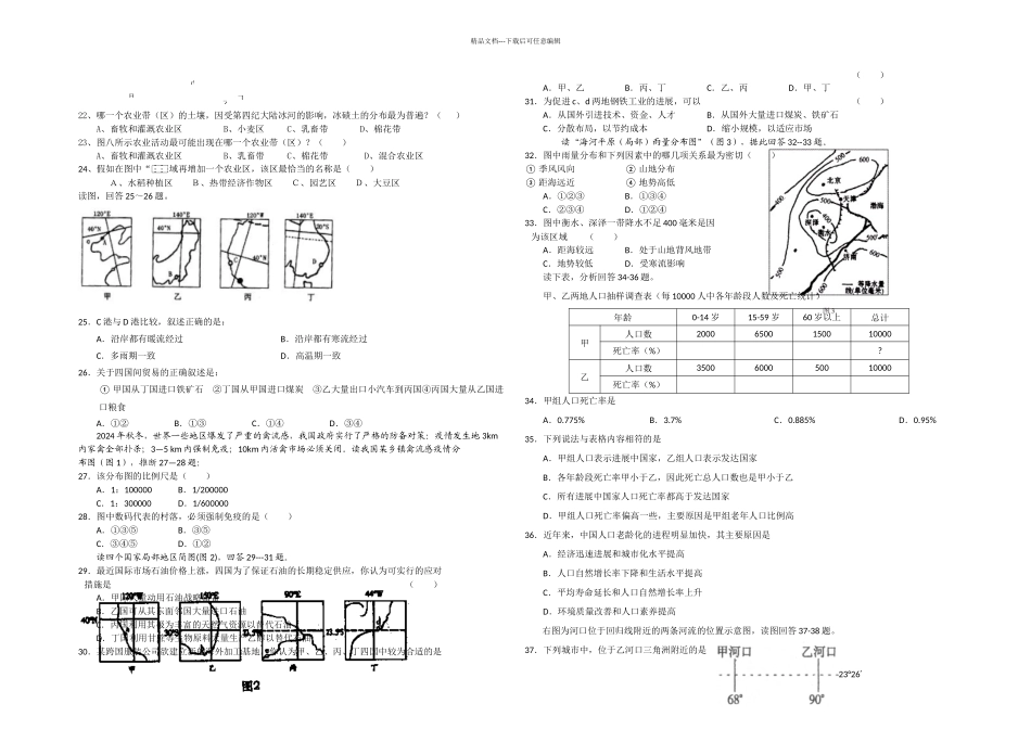 世界地理部分试题荟萃_第2页