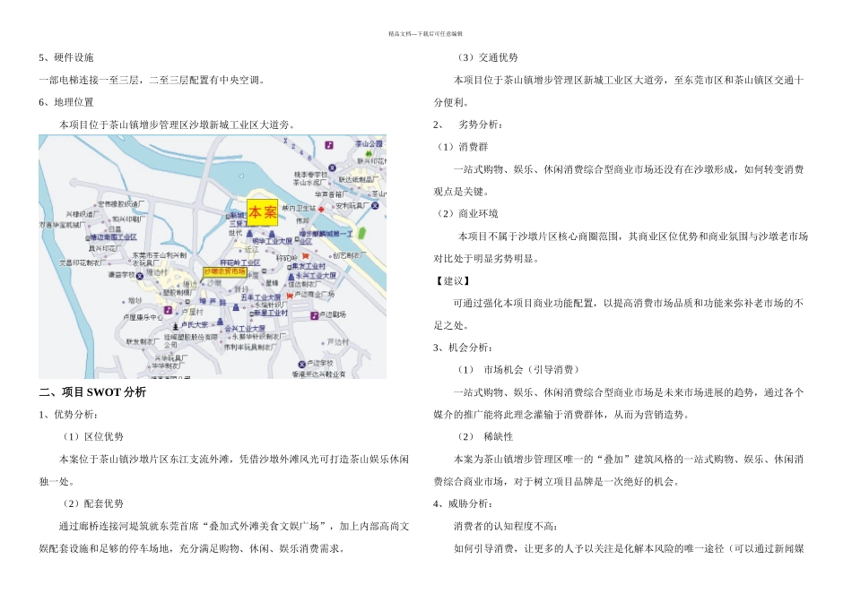 东莞市茶山镇沙墩购物广场项目策划提案_第2页