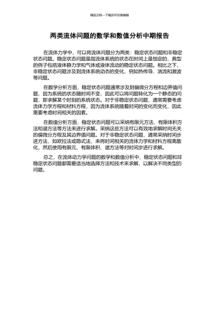 两类流体问题的数学和数值分析中期报告