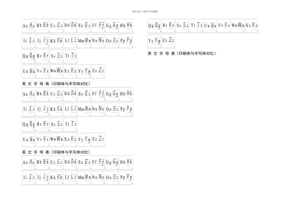 个英文字母印刷与手写体对照_第1页