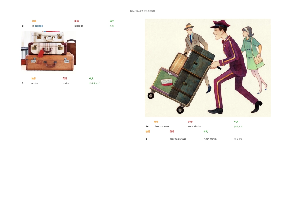 个超简单法语词汇旅馆酒店住宿上_第3页