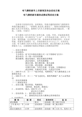 哈飞赛豹新车媒体试乘试驾活动方案