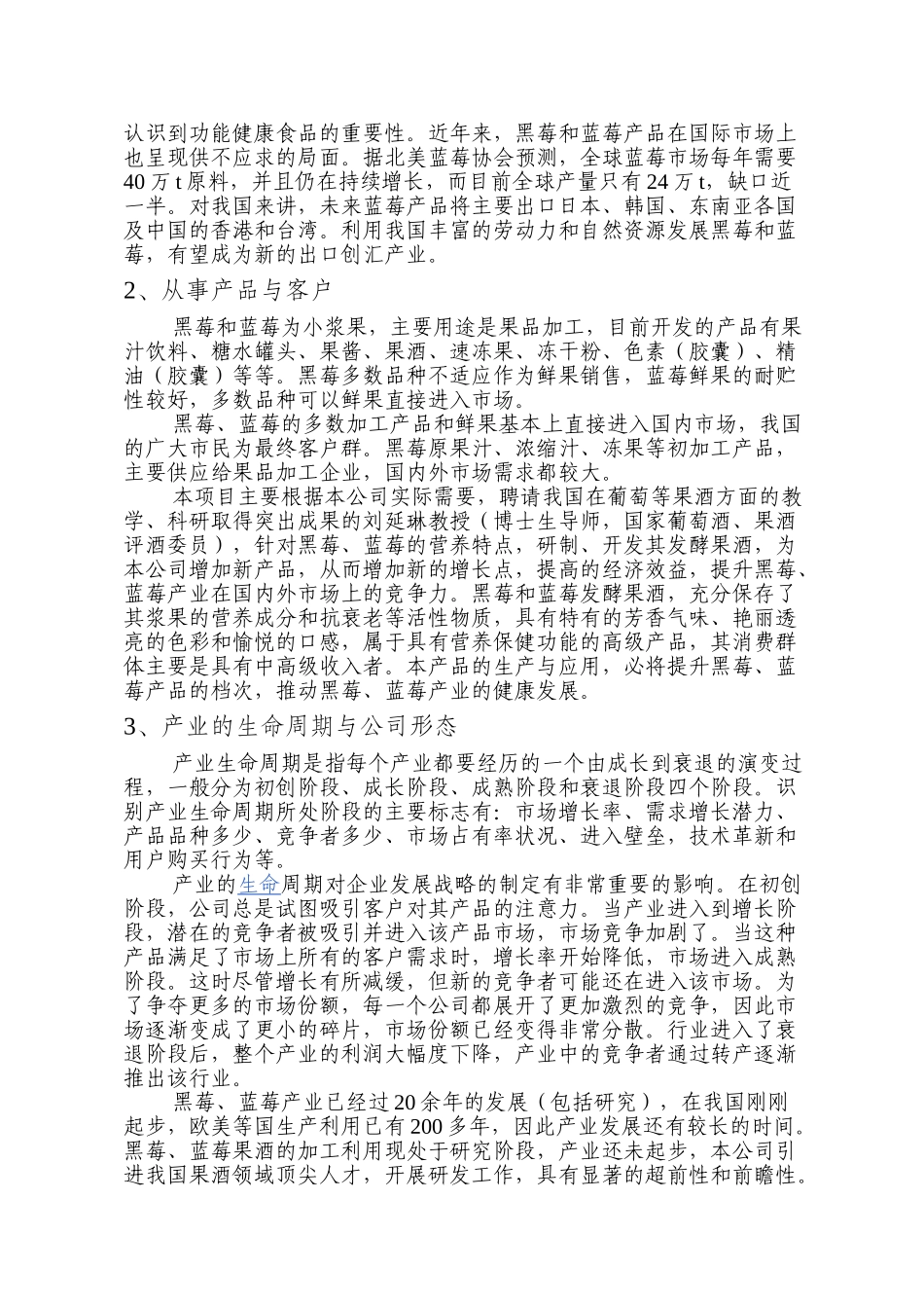 黑莓蓝莓果酒创业计划书_第2页