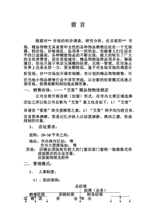 精品连锁店的可行性计划