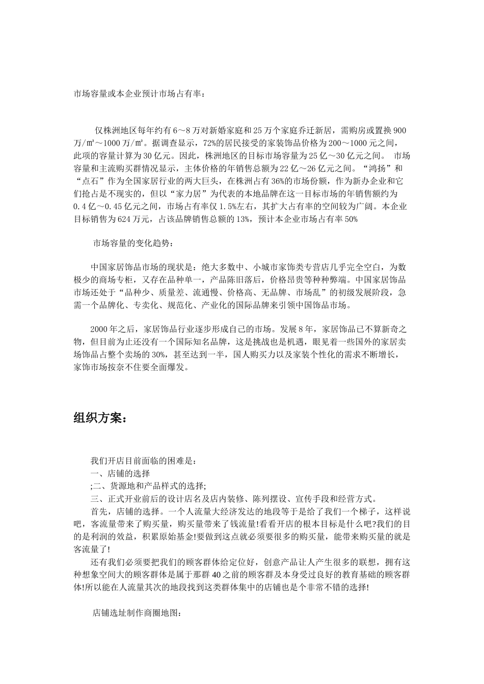 开家居装饰品店创业计划_第2页