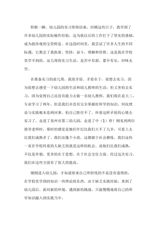 幼儿园实习报告总结