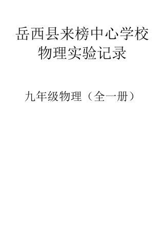 九年级物理(全一册)物理实验记录