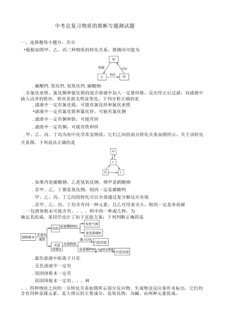 中考总复习 物质的推断 专题