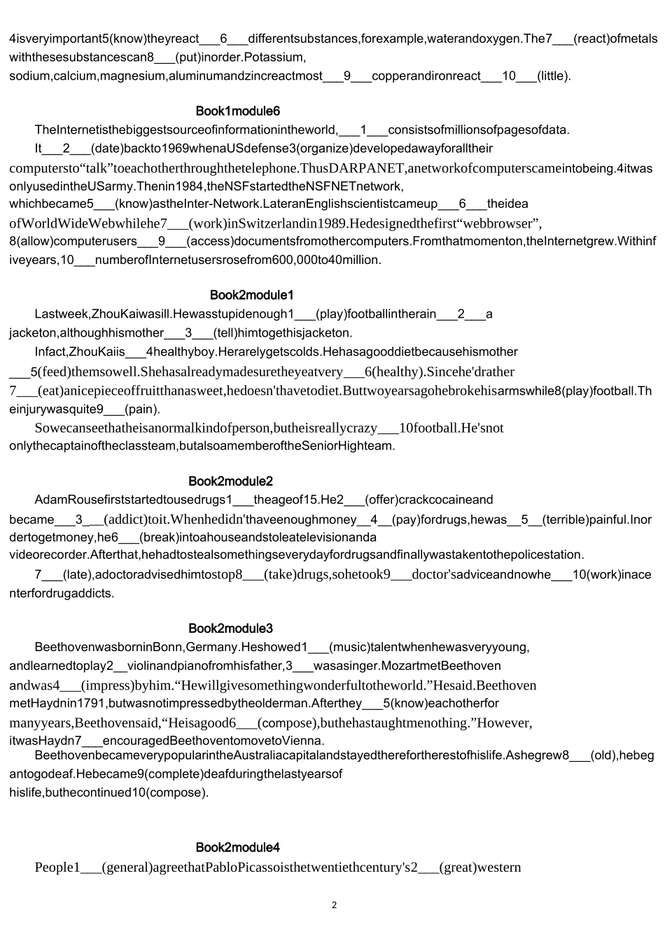 外研版高中必修教材1至5课文改编语法填空(精校版+答案)_第2页