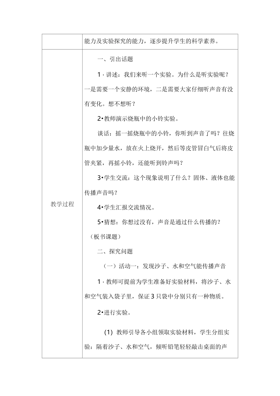 小学科学教学课例《声音的传播》课程思政核心素养教学设计及总结反思_第3页