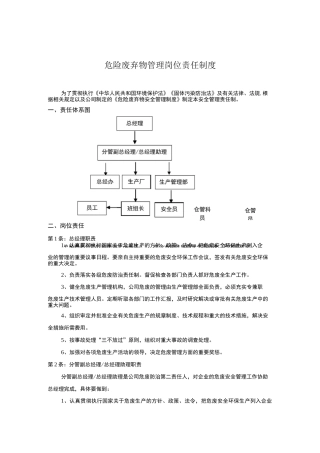危险废弃物管理岗位责任制度
