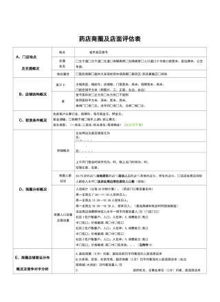 连锁药房商圈评估表