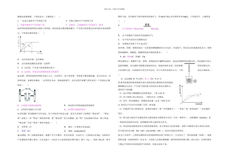 中考初三化学金属专题_第2页