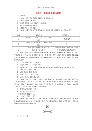 中考化学-第2篇-专题聚焦-专题三-物质的鉴别与推断试题