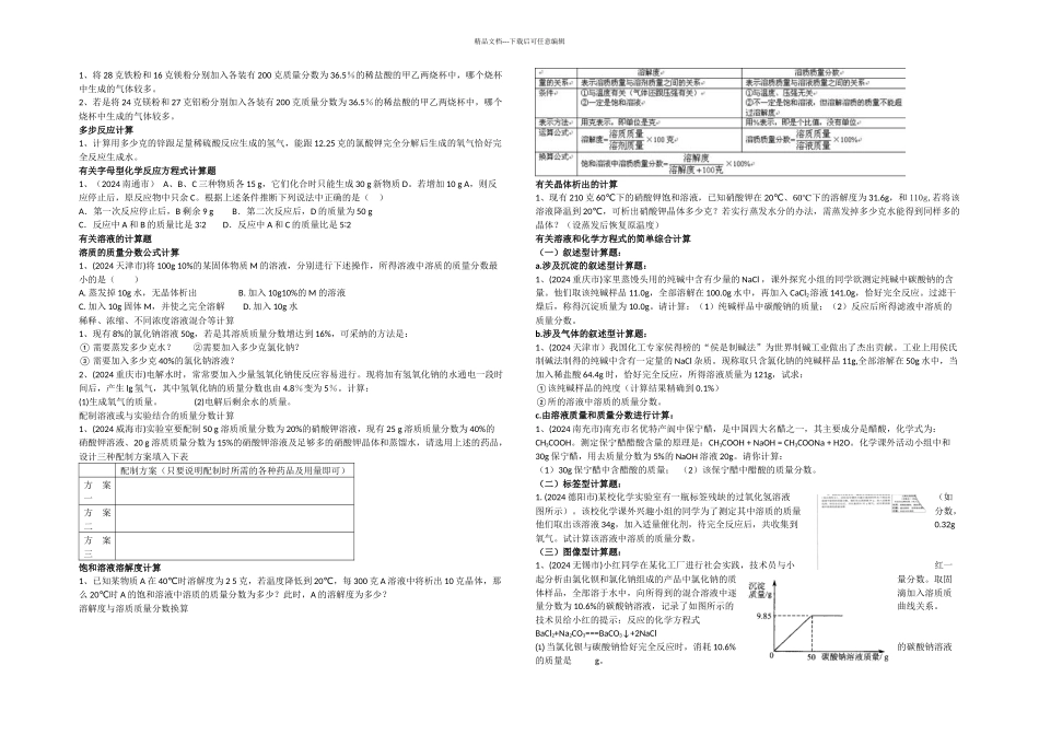 中考化学专题复习计算题及详细答案_第2页