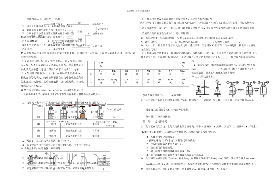 中考化学专题训练填空题_第3页