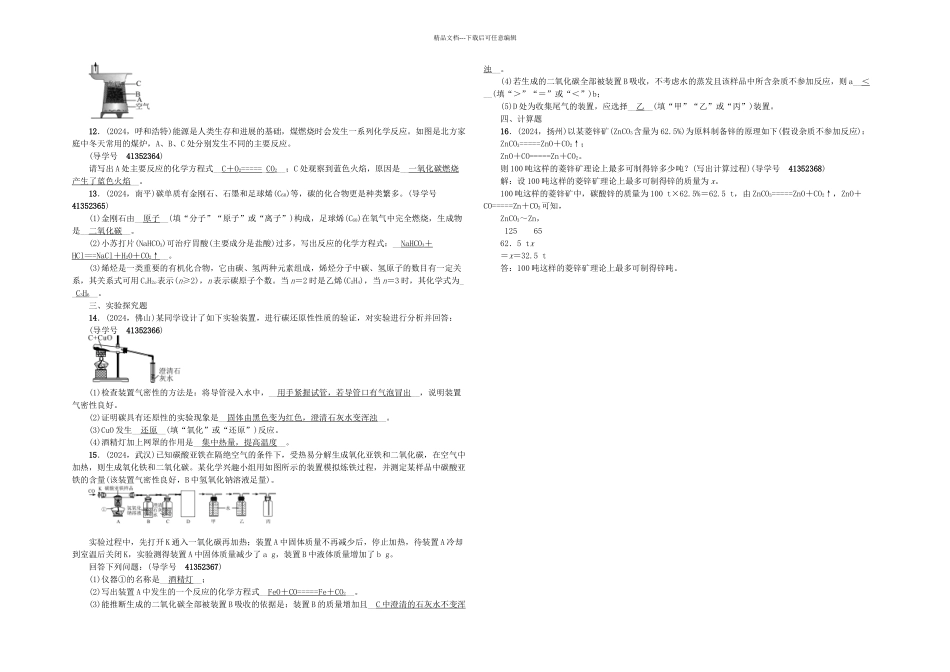 中考化学总复习碳和碳的氧化物碳单质和一氧化碳考点跟踪新人教_第2页