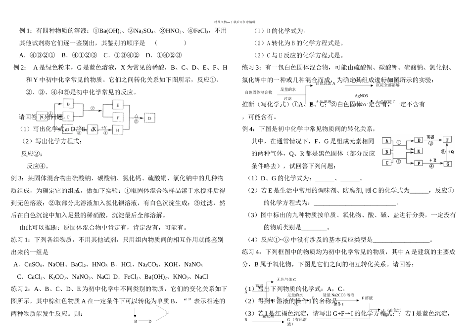 中考化学推断题例题_第1页