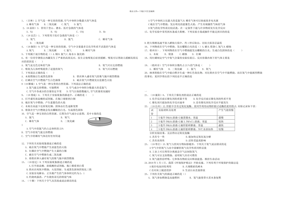 中考化学试题分单元汇编之我们周围的空气_第1页