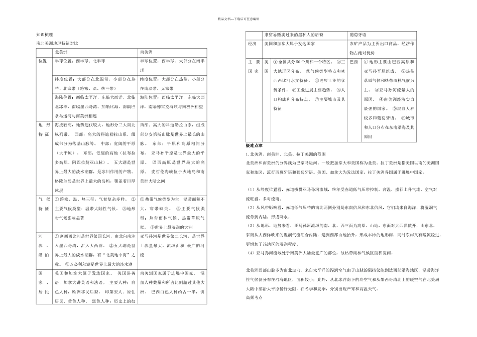 中考地理南北美洲复习知识梳理典例精炼_第1页