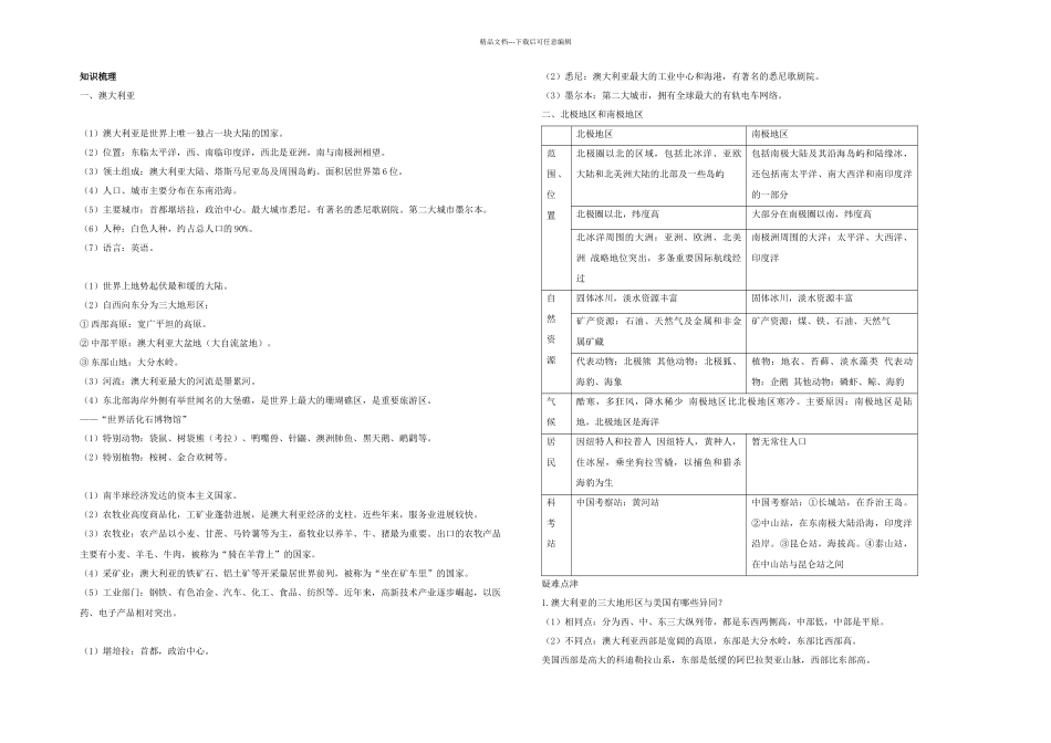 中考地理大洋洲和两极地区复习知识梳理典例精炼_第1页