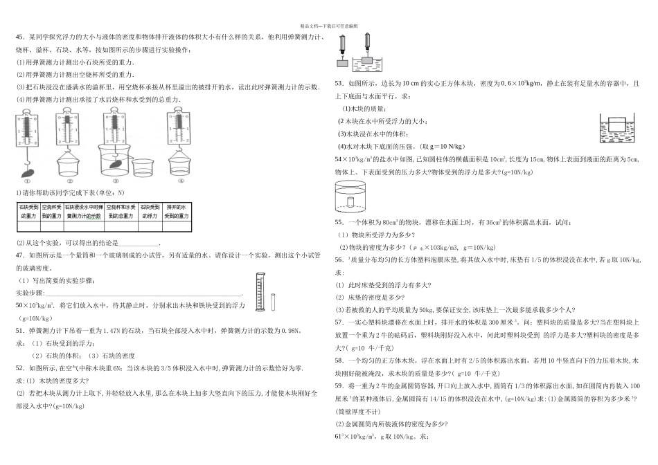 中考复习浮力经典练习题带答案_第3页