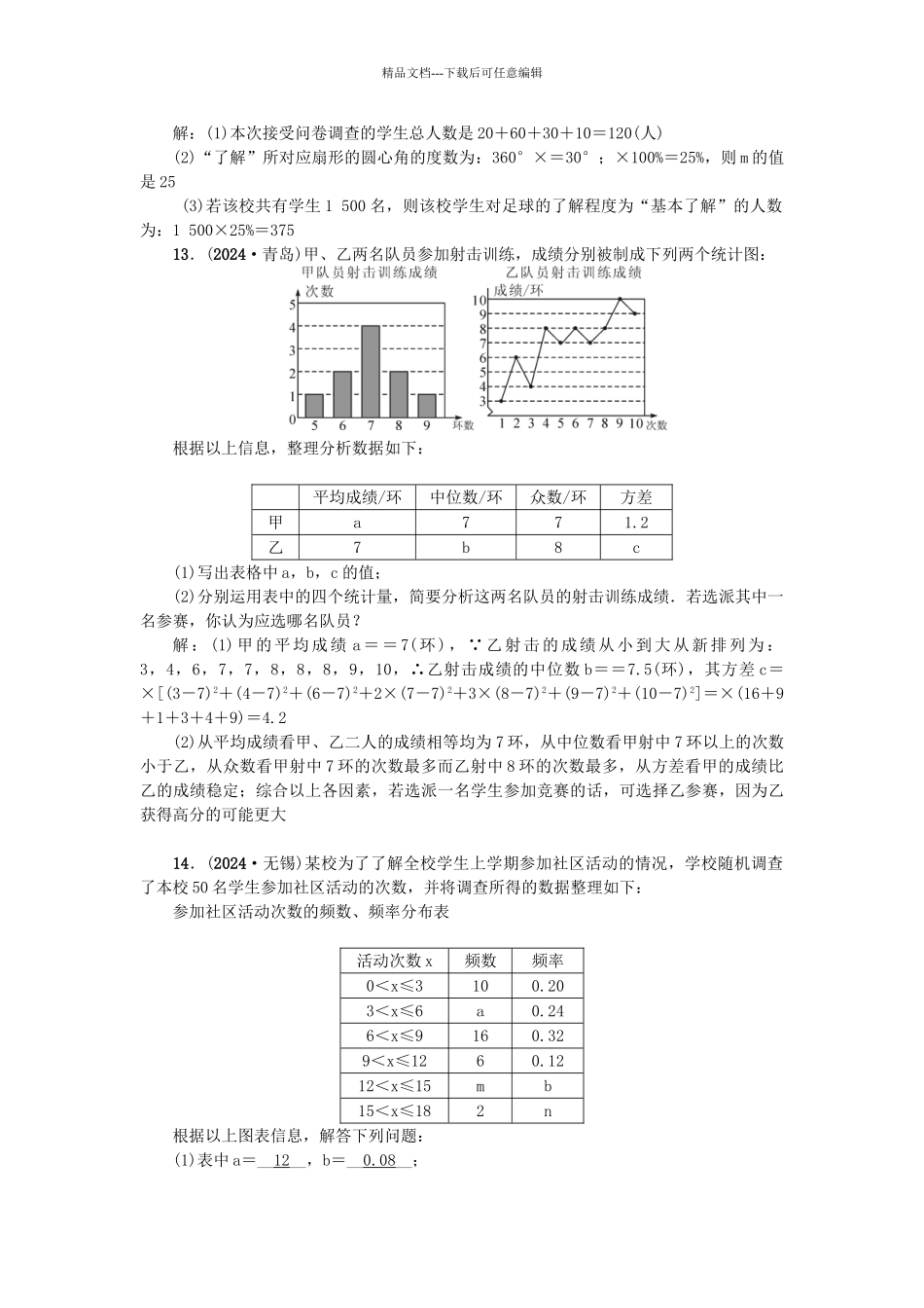 中考数学-考点聚焦--统计与概率-跟踪突破15-统计试题1_第3页