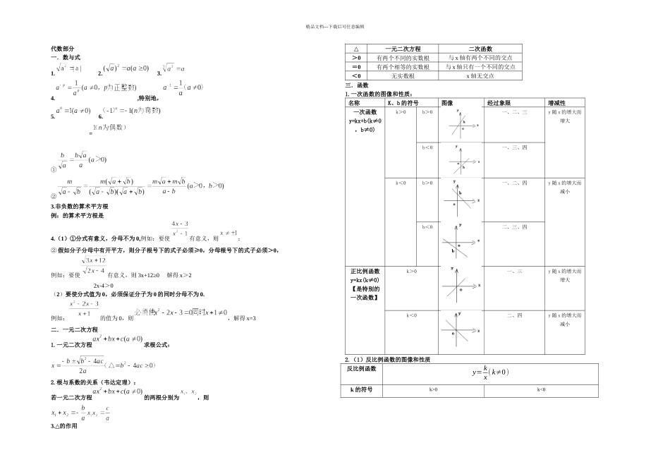 中考数学重要公式全归纳_第1页