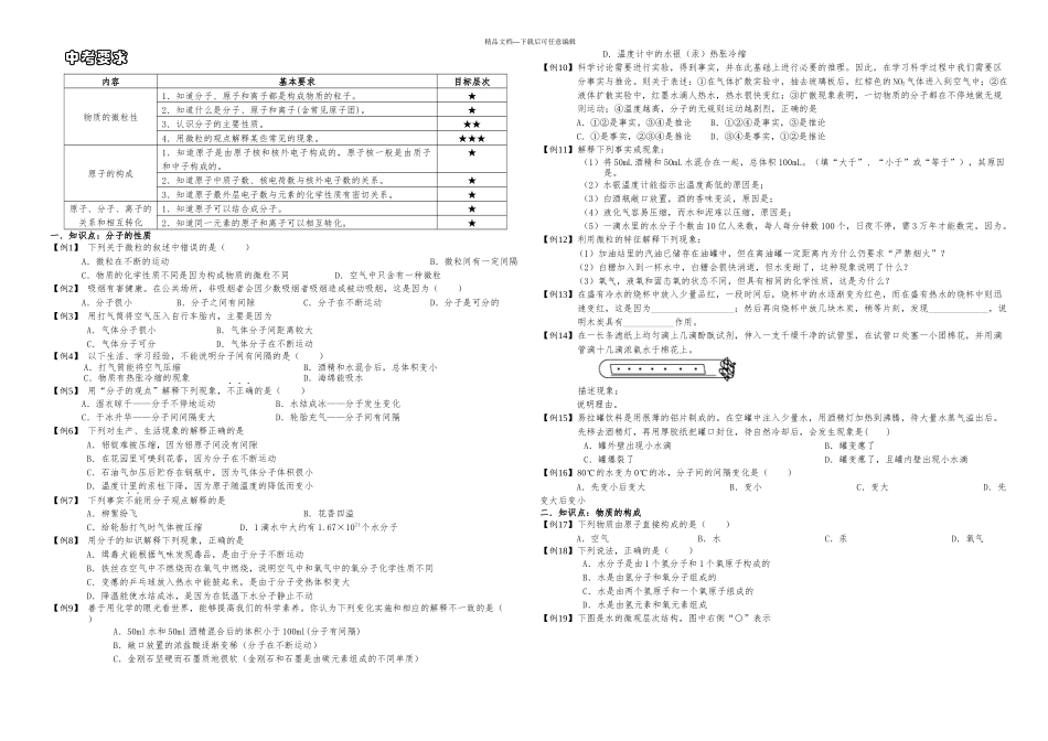 中考满分训练分子原子离子及元素_第1页