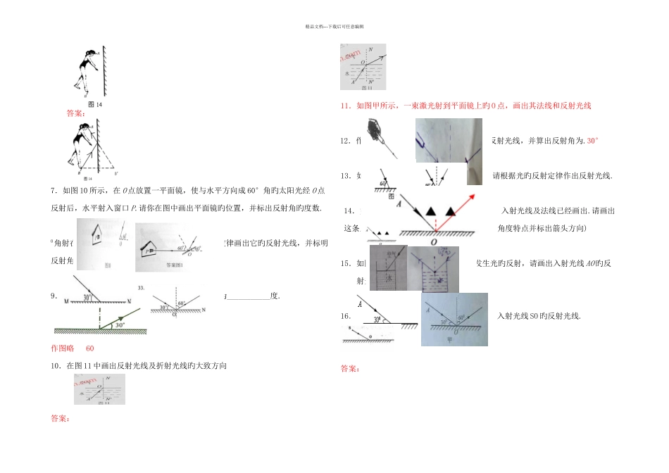 中考物理一轮练习专题训练光的传播光的反射平面镜成像_第2页