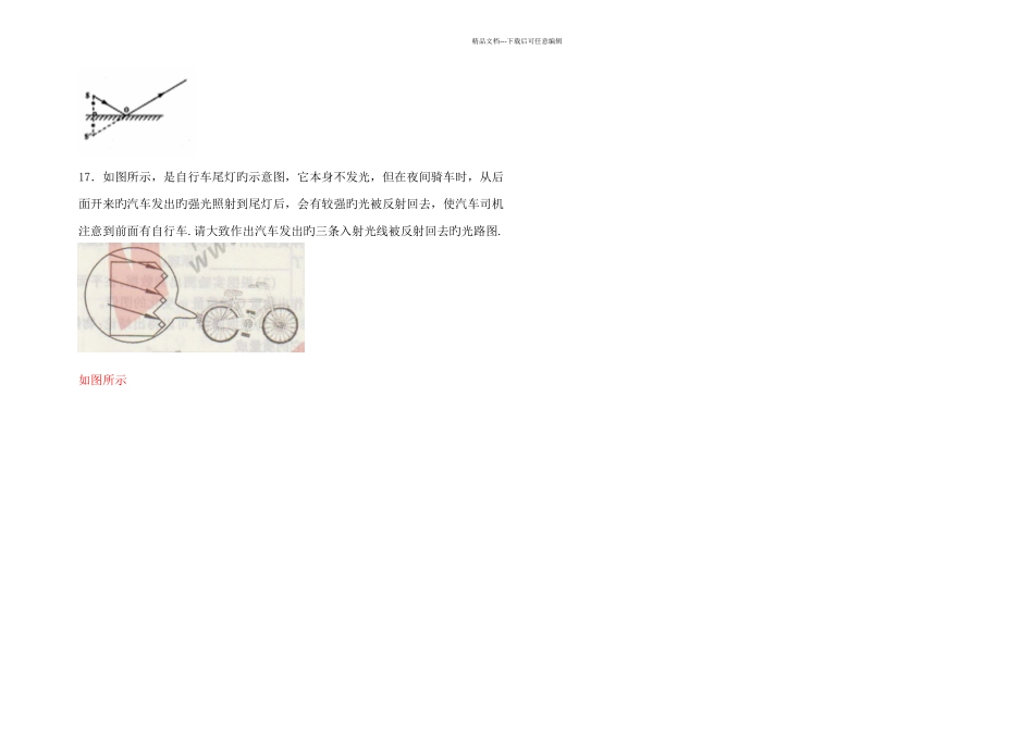 中考物理一轮练习专题训练光的传播光的反射平面镜成像_第3页