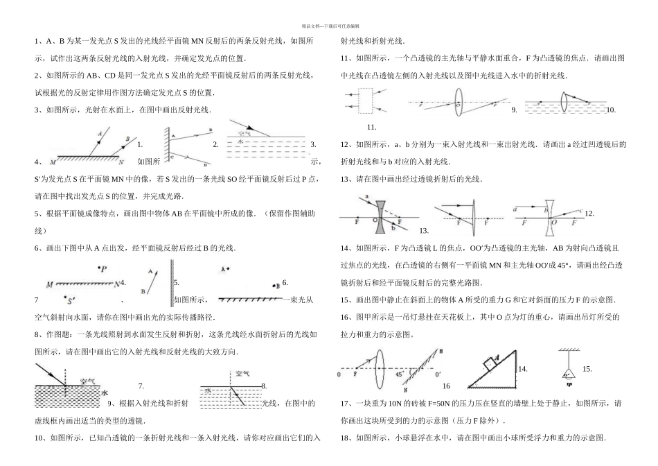 中考物理作图题专题训练含答案_第1页