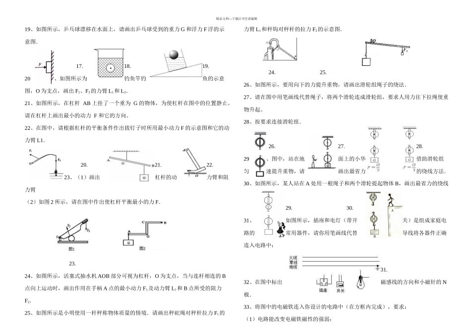 中考物理作图题专题训练含答案_第2页