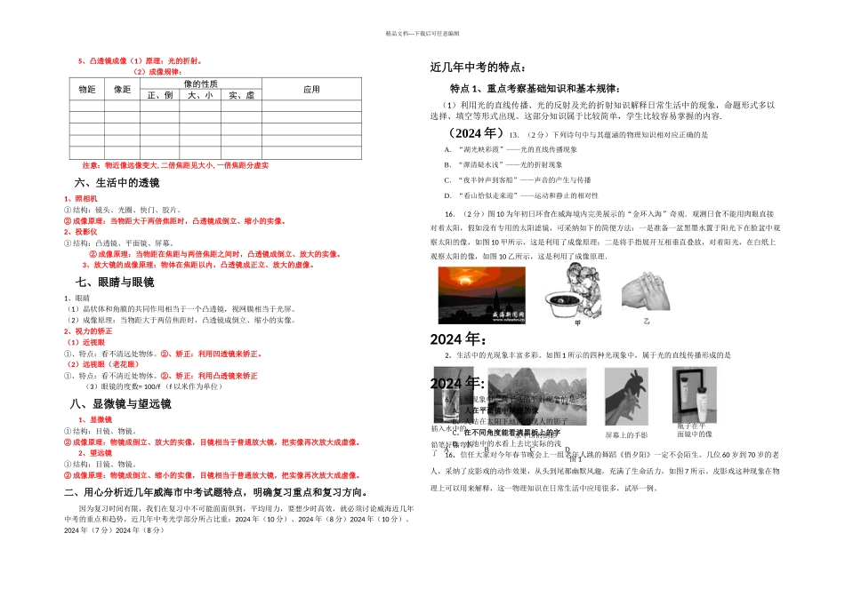 中考物理光学复习重点分析_第2页