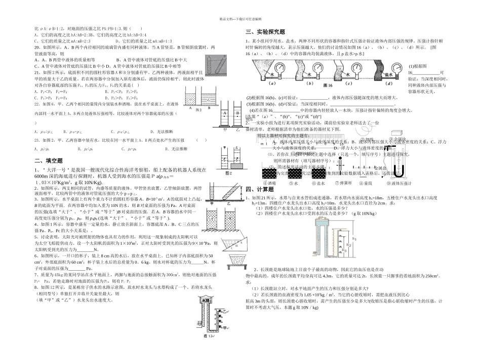 中考物理培优液体压强_第2页