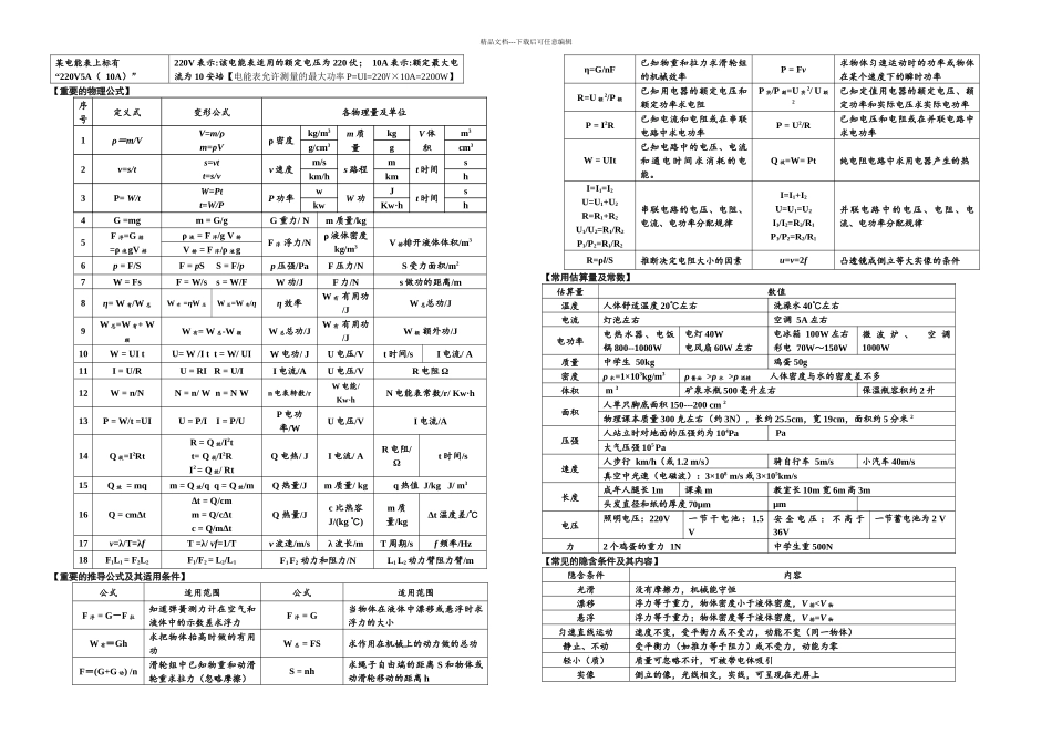 中考物理基本知识点分类汇编_第2页