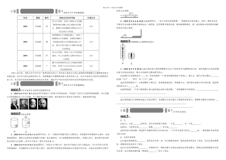 中考王中考命题研究物理熟悉而陌生的力_第1页