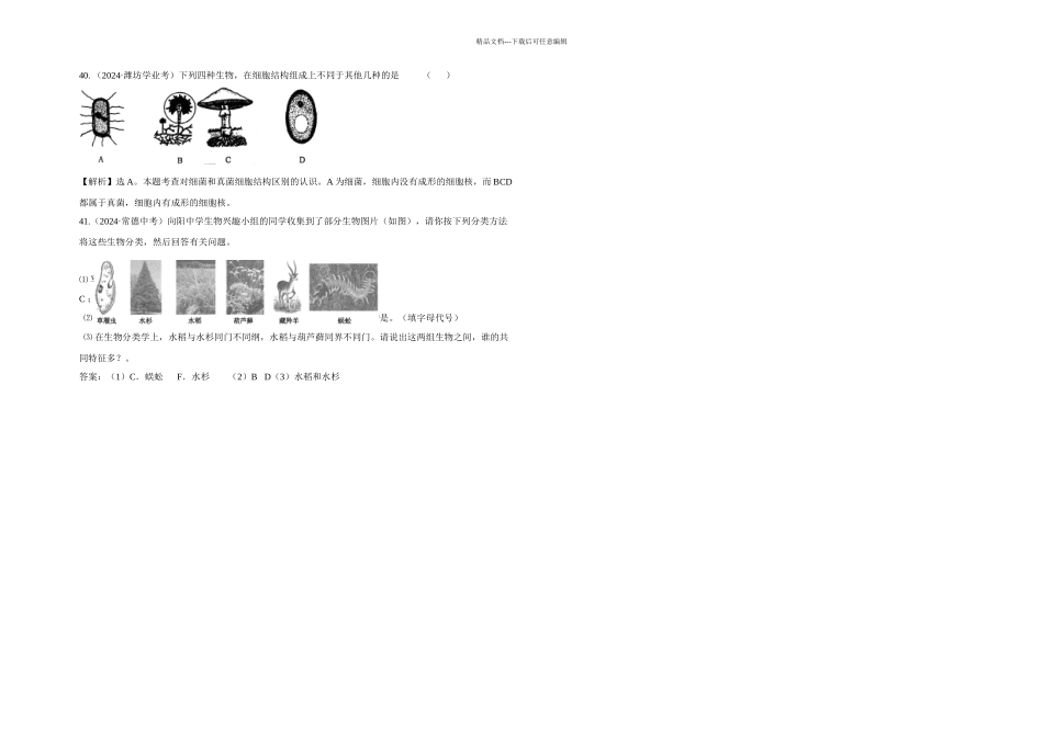 中考生物生物的分类一轮考点复习_第3页
