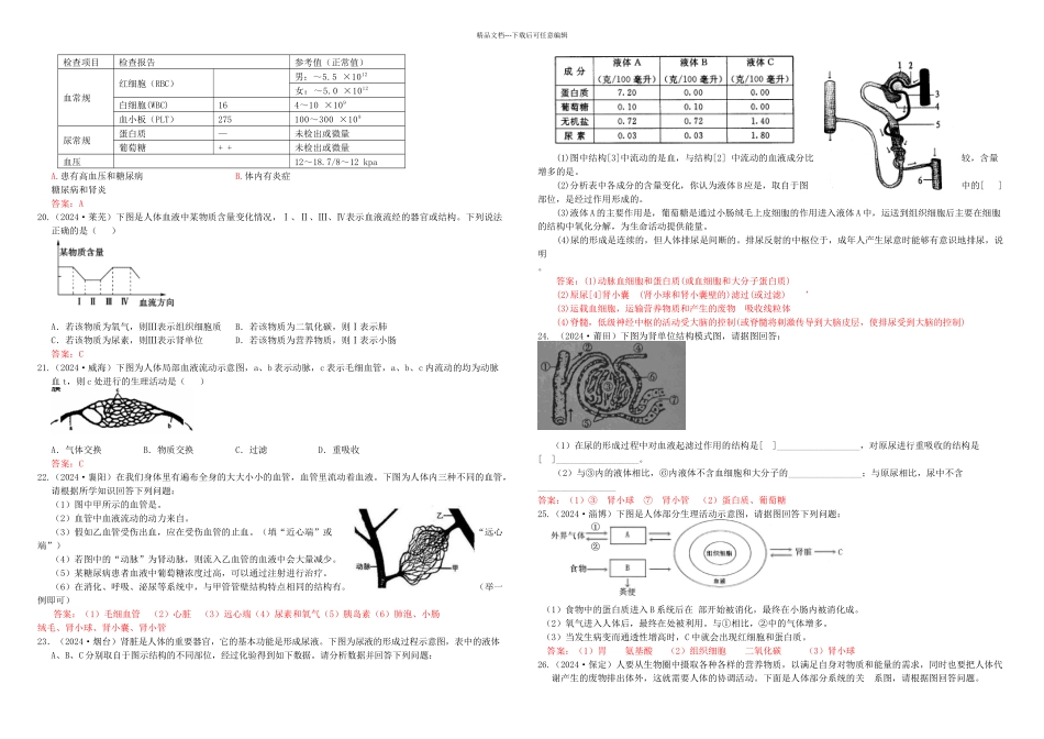 中考生物试题分类集之人体内废物的排出_第2页