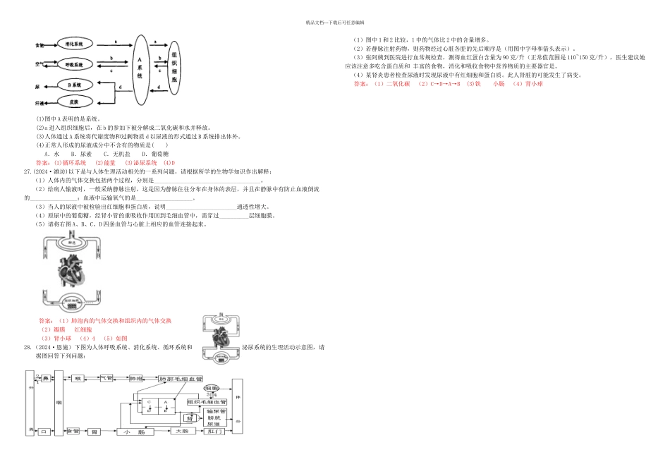 中考生物试题分类集之人体内废物的排出_第3页