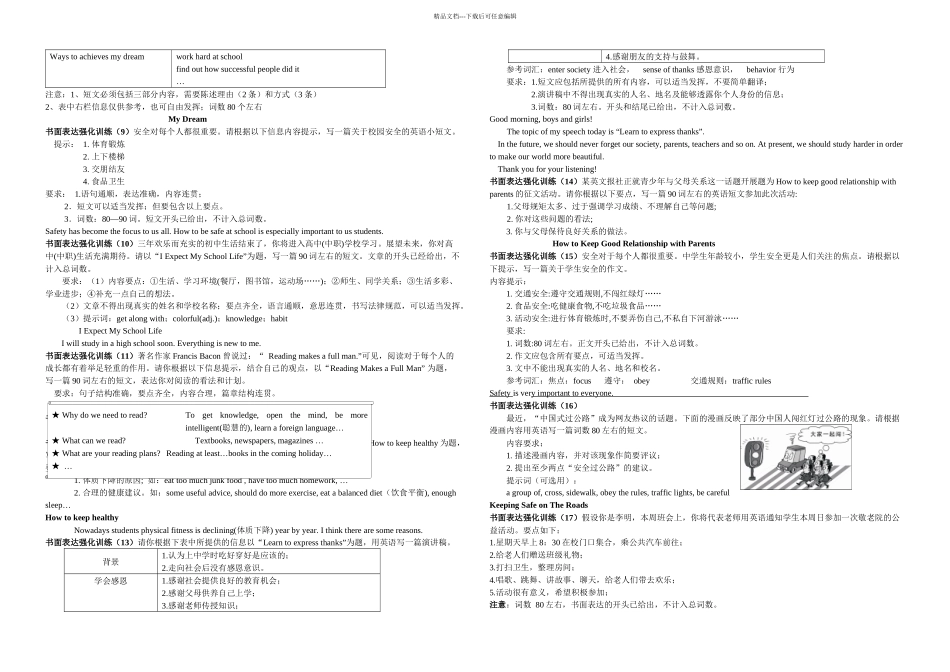 中考英语分块总复习题书面表达强化练习篇课案_第2页