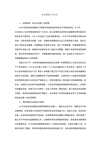 职业健康工作总结