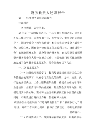 财务负责人述职报告