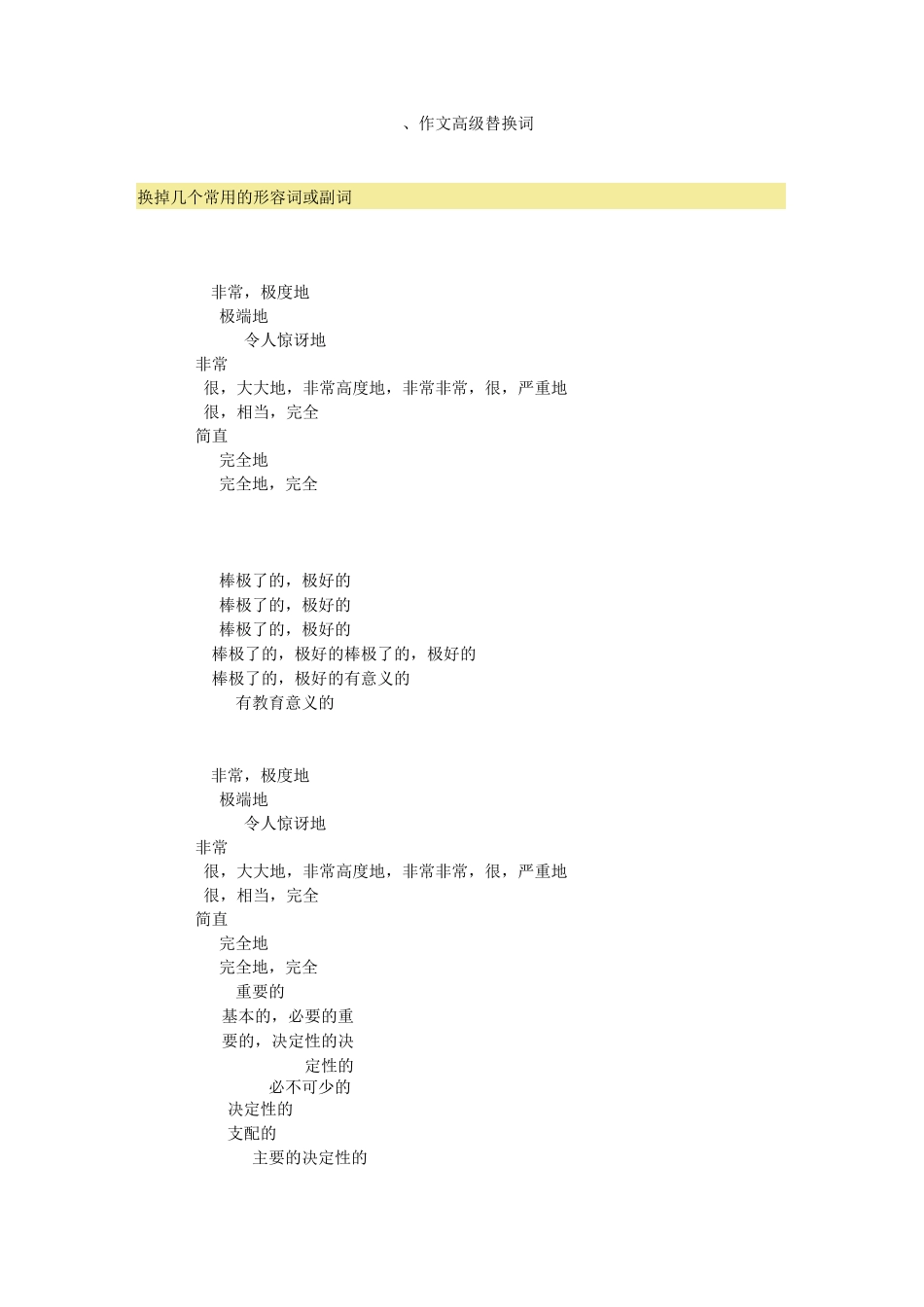 作文高级词汇高分万能句_第1页