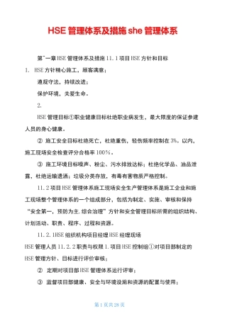 HSE管理体系及措施she管理体系