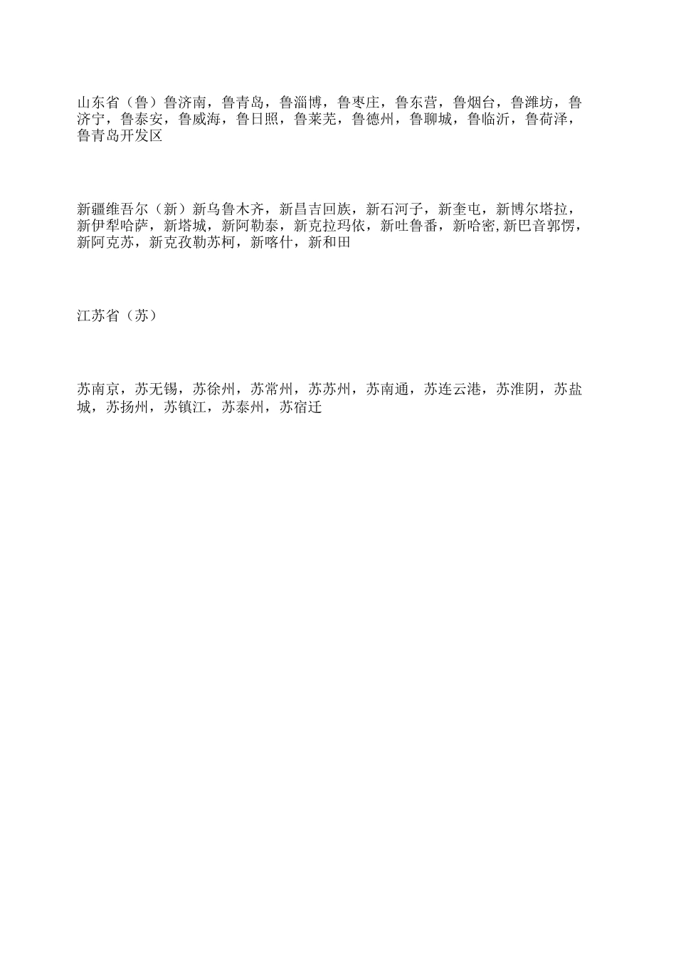 全国汽车牌照归属地一览表_第2页
